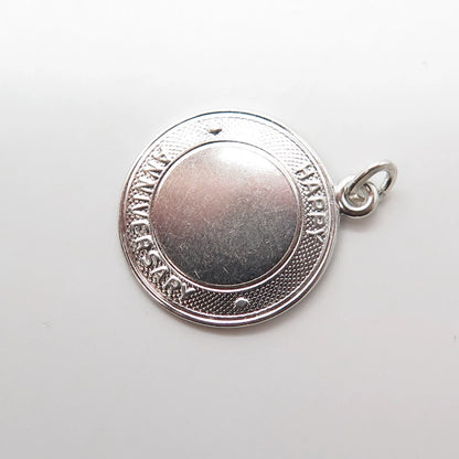 925 Sterling Silver Vintage "Happy Anniversary" Round Pendant