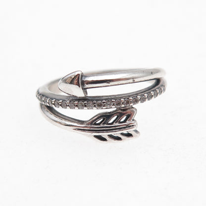Pandora 925 Sterling Silver Round-Cut C Z Loved Sparkling Arrow Ring Size 5.25