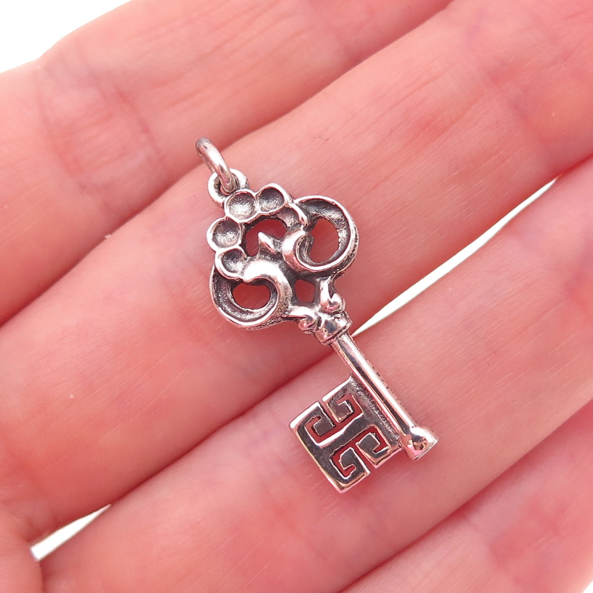 800 Silver Vintage Germany Bremen Key Oxidized Charm Pendant