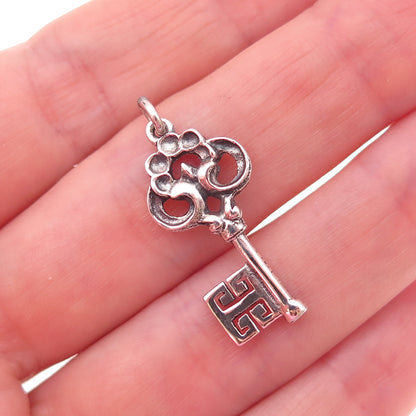 800 Silver Vintage Germany Bremen Key Oxidized Charm Pendant