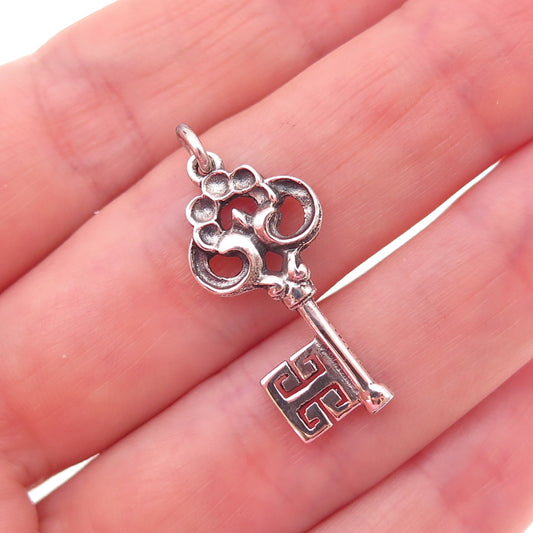 800 Silver Vintage Germany Bremen Key Oxidized Charm Pendant