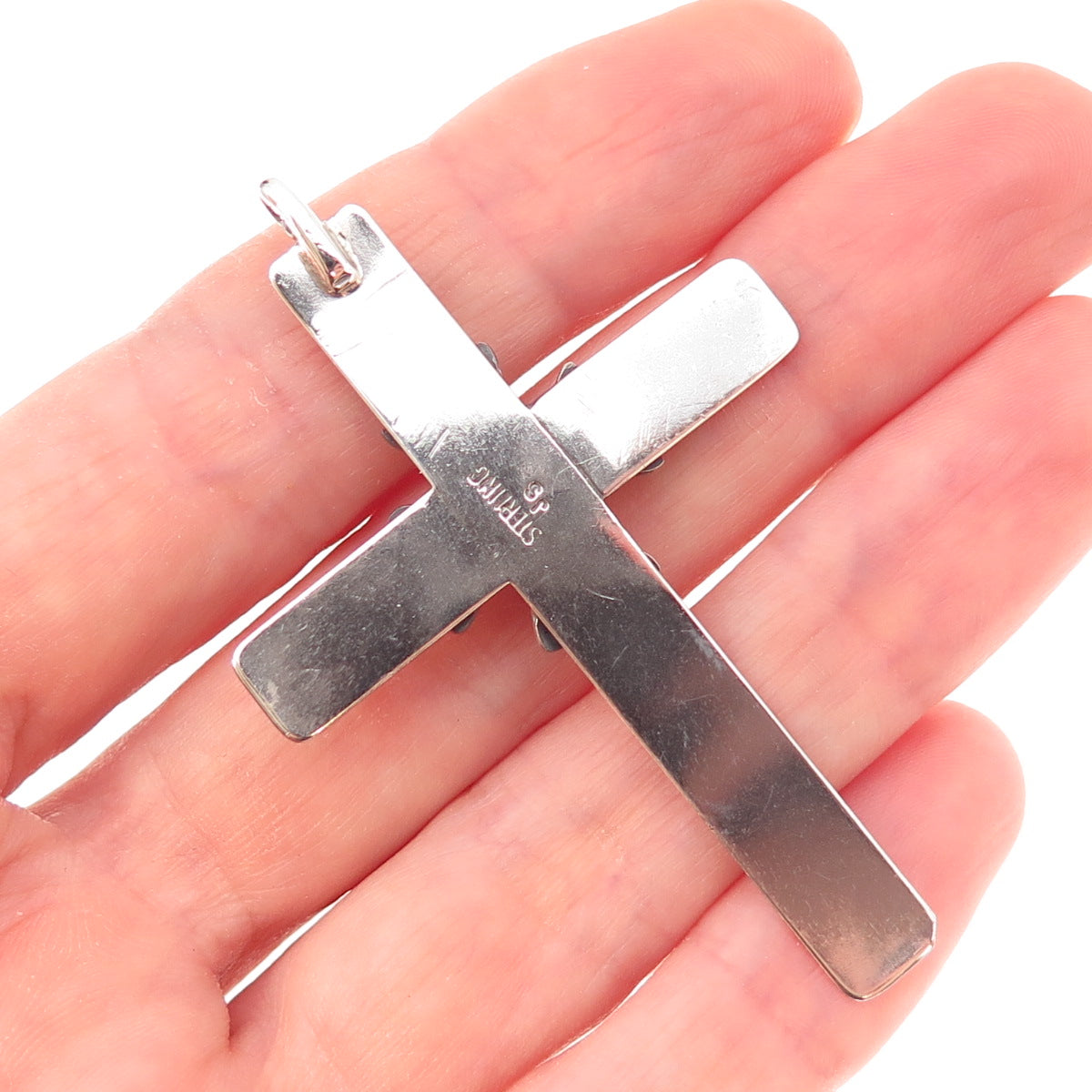 James Shay Navajo Old Pawn 925 Sterling Silver Vintage Turquoise Cross Pendant