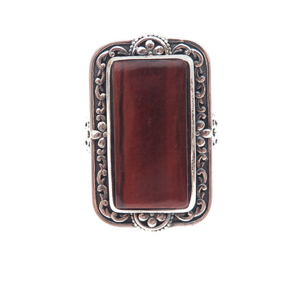 RJ Graziano 925 Sterling Silver Vintage Real Tiger Eye Oxidized Ring Size 7.25