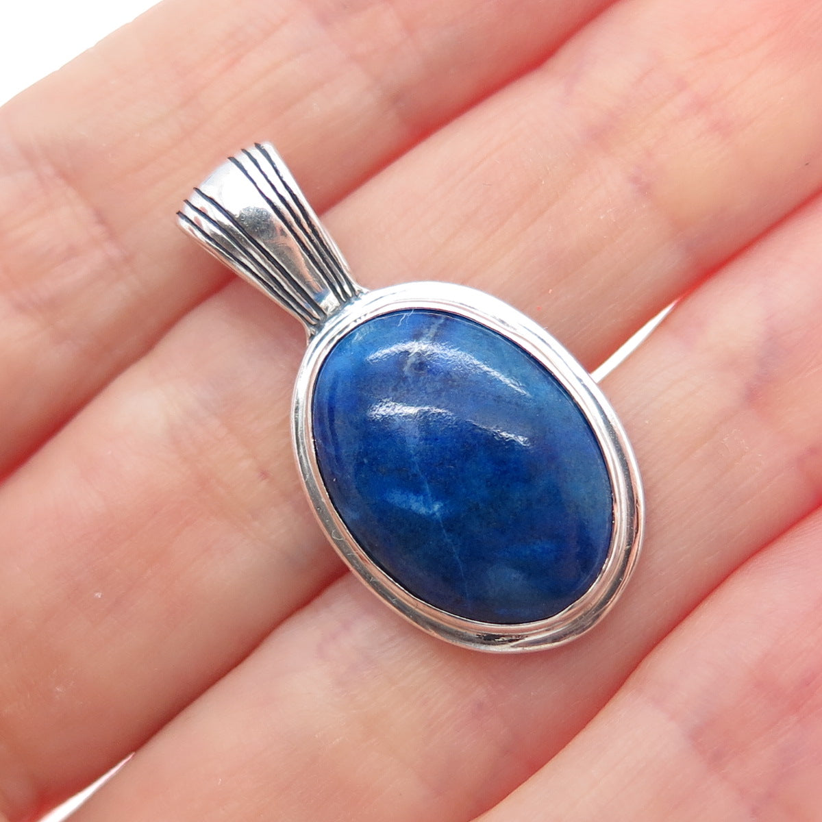 CAROLYN POLLACK Old Pawn 925 Sterling Silver Vintage Lapis Tribal Charm Pendant