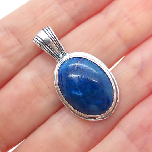 CAROLYN POLLACK Old Pawn 925 Sterling Silver Vintage Lapis Tribal Charm Pendant