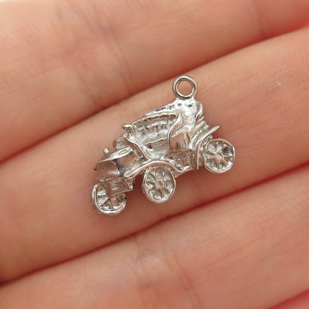 925 Sterling Silver Vintage Retro Car Minimalist Charm Pendant