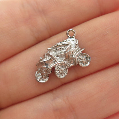 925 Sterling Silver Vintage Retro Car Minimalist Charm Pendant