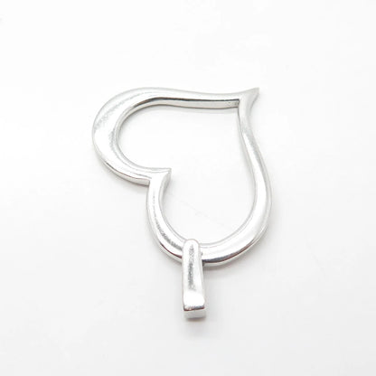 925S Sterling Silver Vintage Italy Open Heart Modernist Pendant