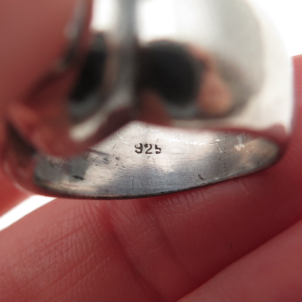 925 Sterling Silver Vintage Heart-Cut C Z Modernist Oxidized Ring Size 7.25