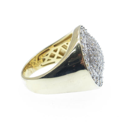 DADWANI 925 Sterling Gold Plated Round-Cut Shaped C Z Sparkle Ring Size 7.25
