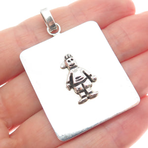 925 Sterling Silver Vintage Boy Cartoon Tag Pendant