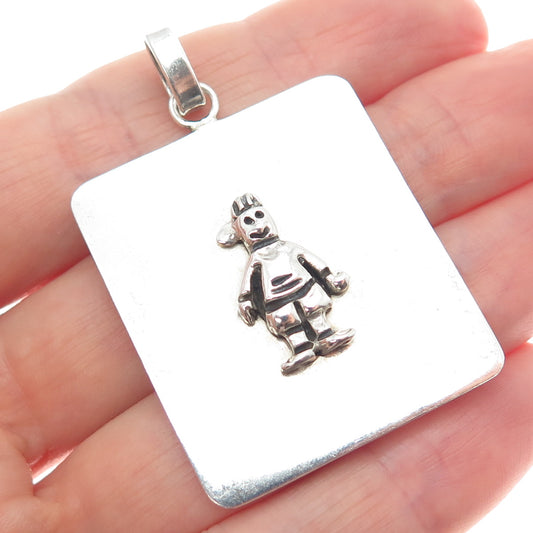 925 Sterling Silver Vintage Boy Cartoon Tag Pendant