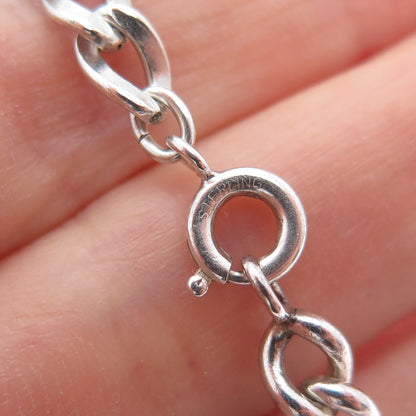 925 Sterling Silver Vintage Multi-Charms Oxidized Bracelet 7.25"