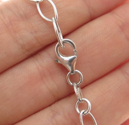925 Sterling Silver Vintage Italy Modernist Oval Chain Necklace 24"