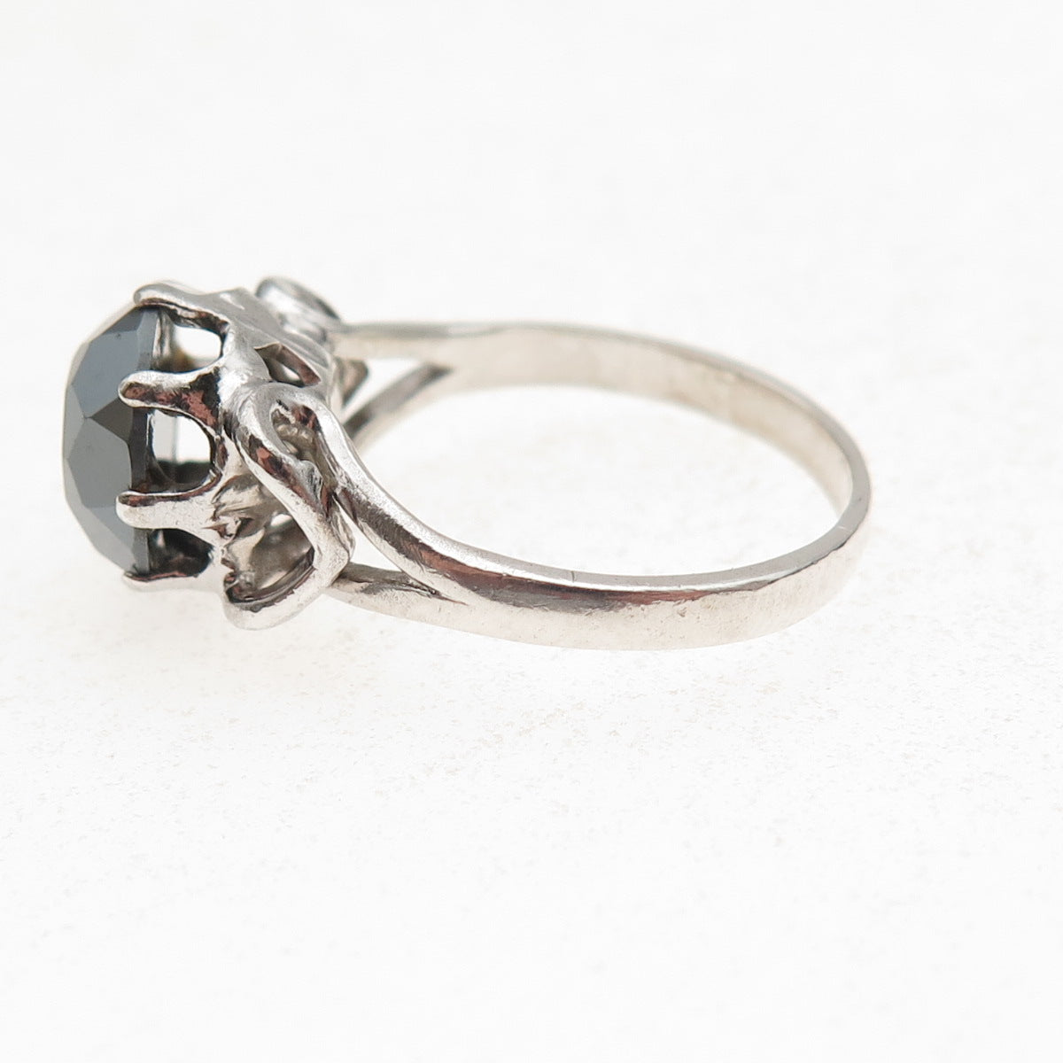 Clark & Coombs 925 Sterling Silver Antique Art Deco Real Hematite Ring Size 7.5