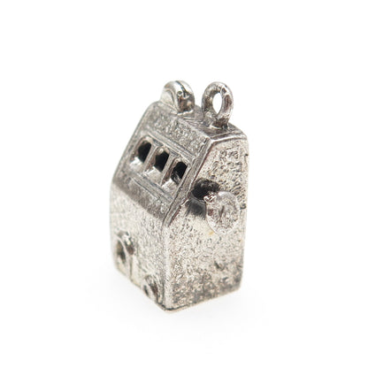 DANECRAFT 925 Sterling Silver Vintage Slot Machine Casino Mini 3D Charm Pendant