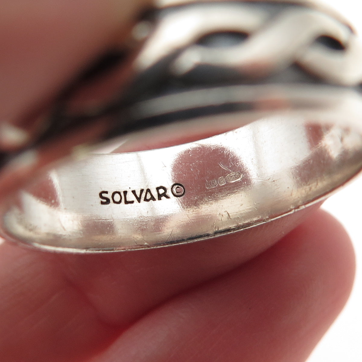 Solvar Sterling Silver Vintage Ireland Celtic Woven Oxidized Band Ring Size 13