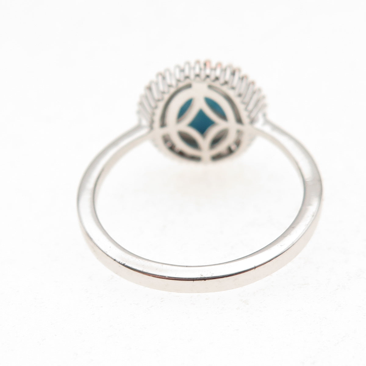 D'Joy 925 Sterling Silver Real Diamond & Sleeping Beauty Turquoise Ring Size 8