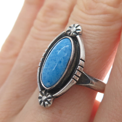 Old Pawn 925 Sterling Silver Vintage Southwestern Real Larimar Ring Size 7.75