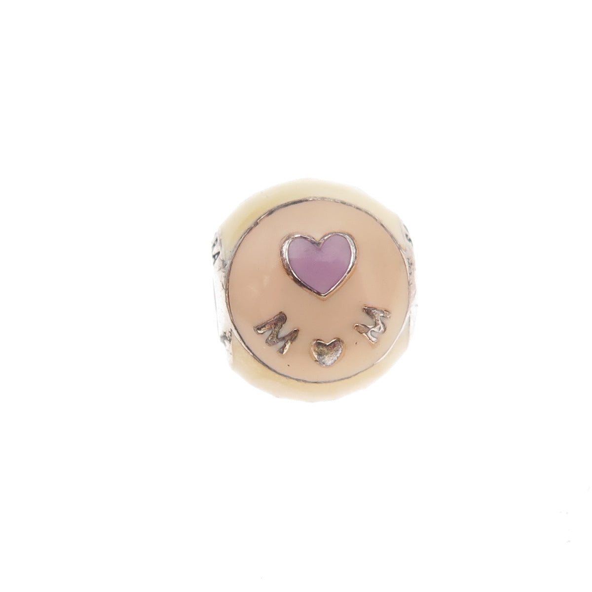 Pandora 925 Sterling Silver Enamel Love Mom Slide Bead Charm