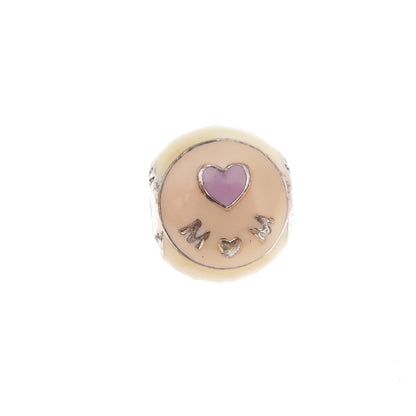 Pandora 925 Sterling Silver Enamel Love Mom Slide Bead Charm