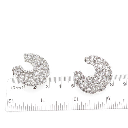 925 Sterling Silver Marquise Round & Radiant-Cut C Z Crescent Earrings