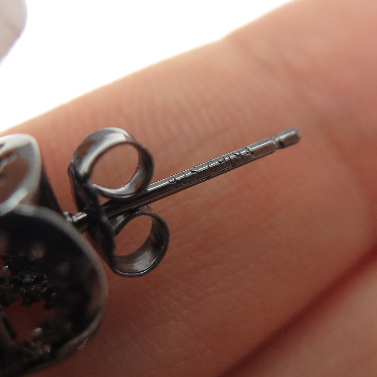 925 Sterling Silver Black Rhodium Round-Cut C Z Stud Earrings