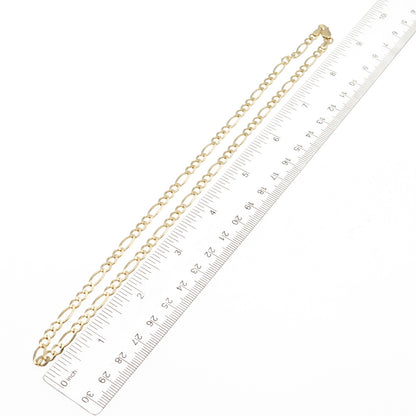 Han 925 Sterling Silver Gold Plated Italy Figaro Chain Necklace 18"