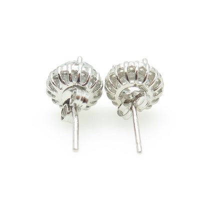 HAN 925 Sterling Silver Round-Cut White C Z Stud Earrings