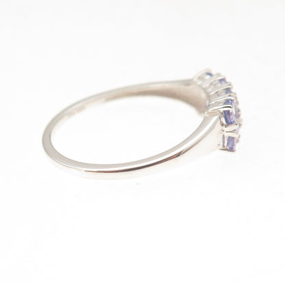 D'Joy 925 Sterling Silver Real Round-Cut Tanzanite Ring Size 10