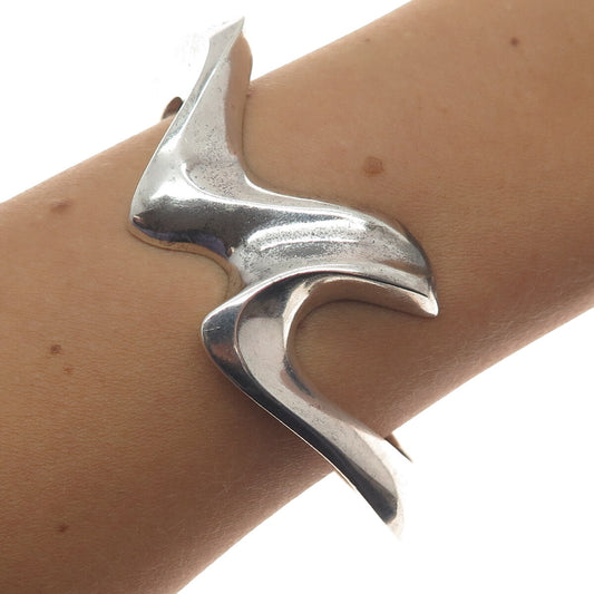 PAUL BRACKNA 925 Sterling Silver Vintage Modernist Adjustable Cuff Bracelet 6.5"