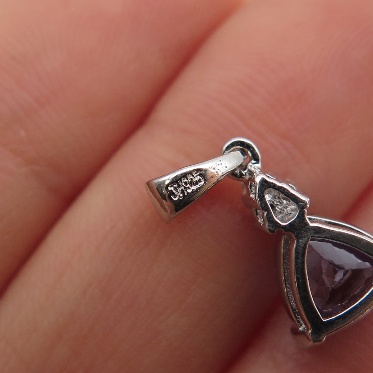 JH YOUNG 925 Sterling Silver Blue & White C Z Mini Charm Pendant