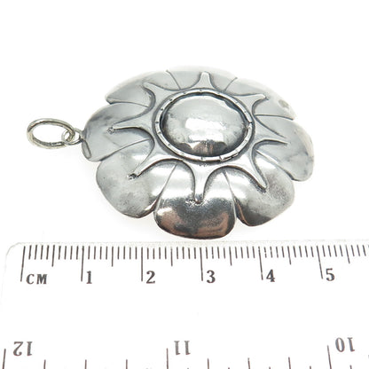 925 Sterling Silver Vintage Modernist Floral Pendant