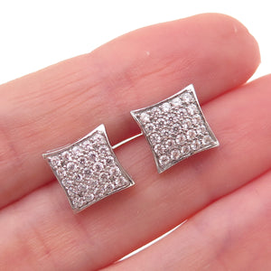 925 Sterling Silver Round-Cut C Z Stud Earrings