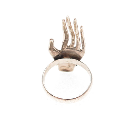925 Sterling Silver 2-Tone Vintage Ladies Hand Oxidized Ring Size 6.75