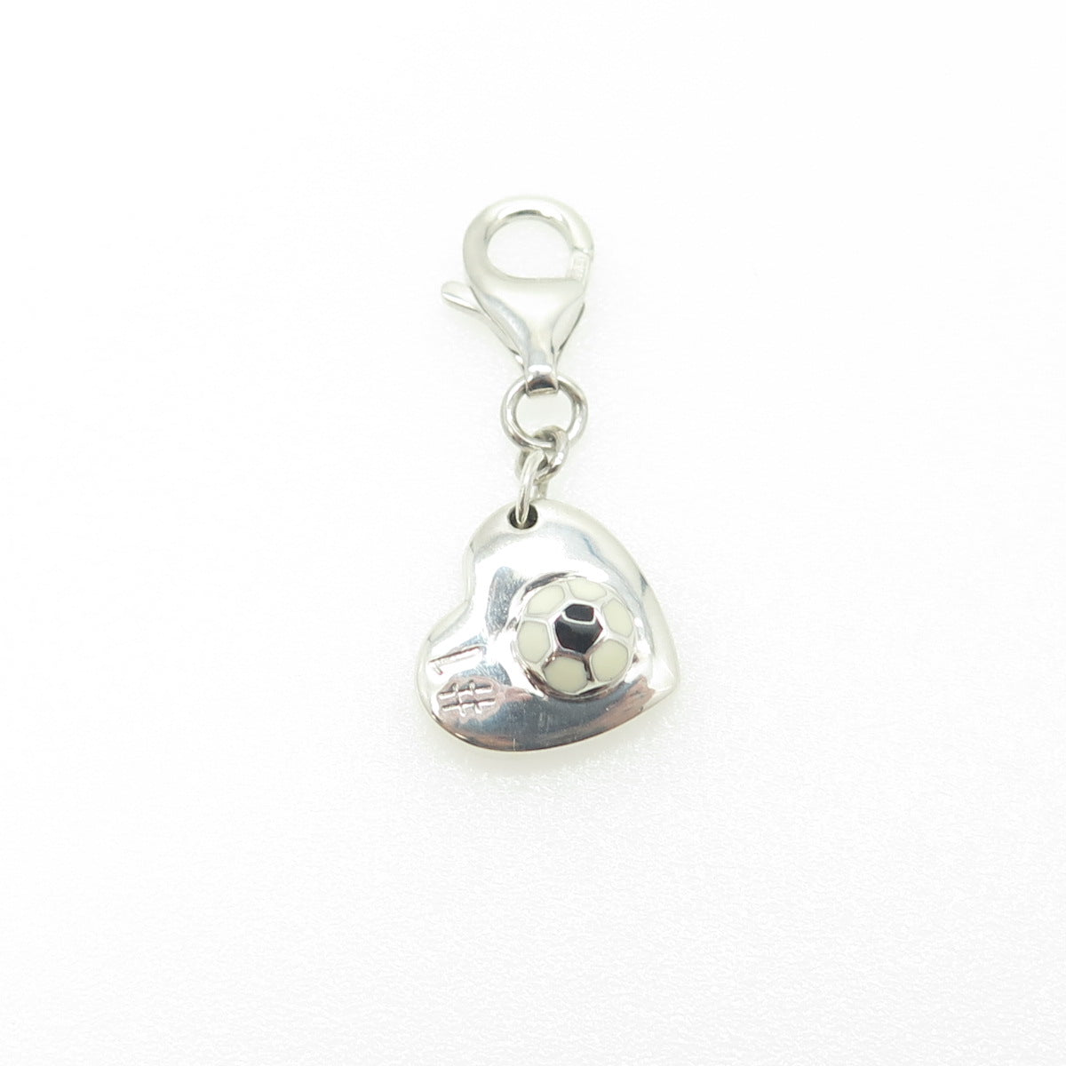 925 Sterling Silver Enamel #1 Heart Charm Pendant