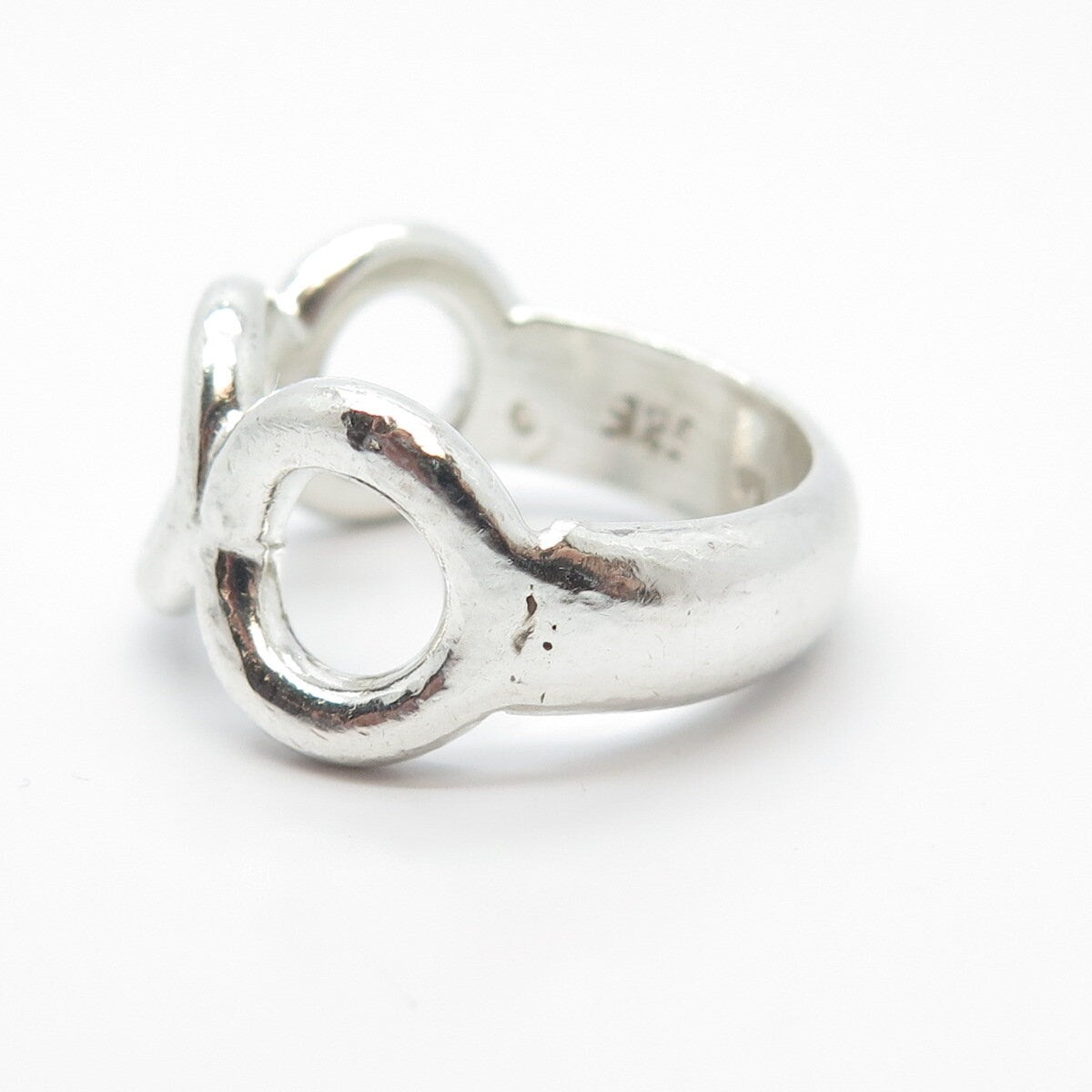 925 Sterling Silver Vintage Triple Circle Ring Size 6