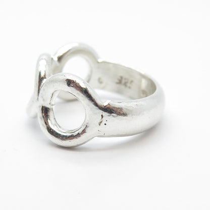 925 Sterling Silver Vintage Triple Circle Ring Size 6