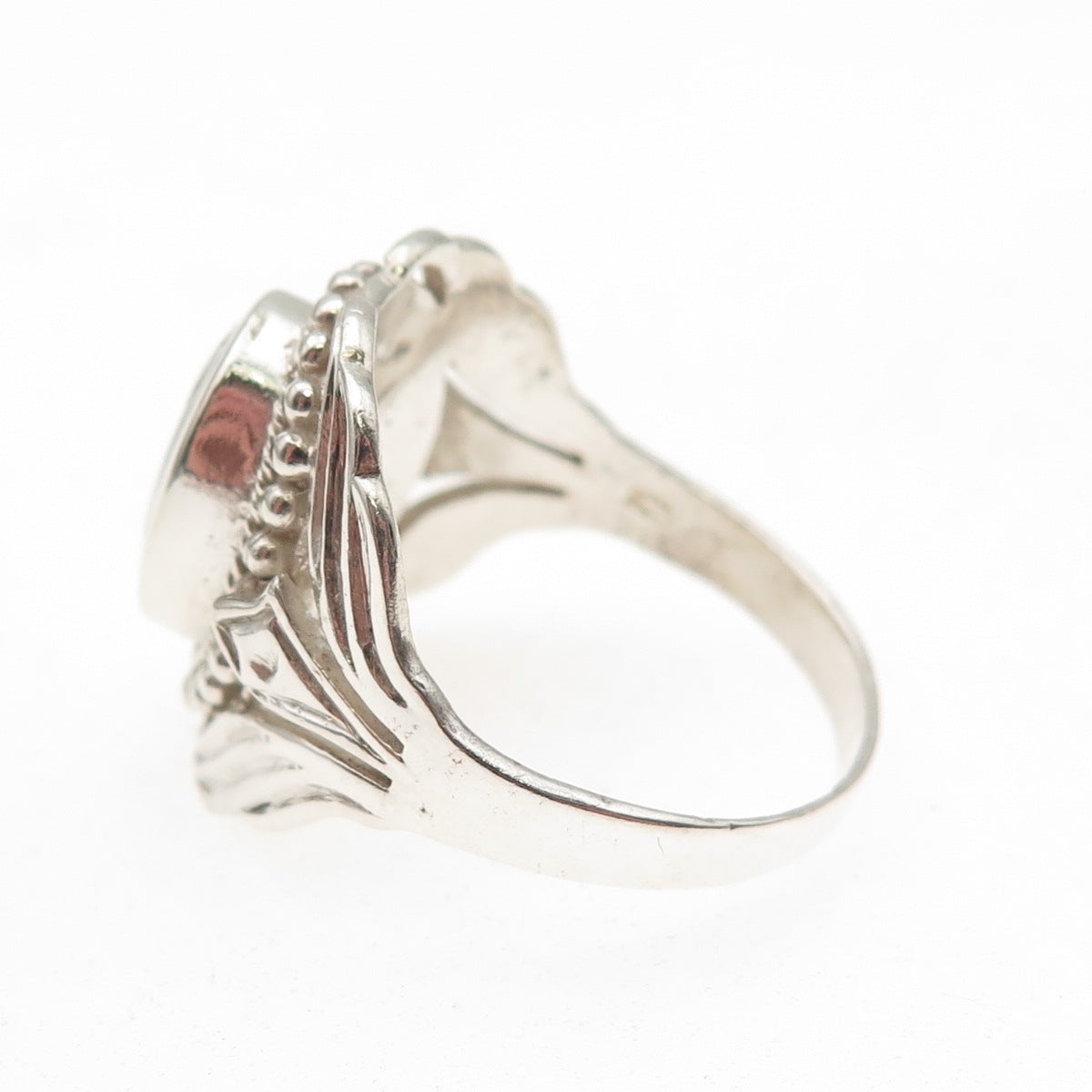 925 Sterling Silver Vintage Real Black & White Onyx Yin Yang Ring Size 10.25