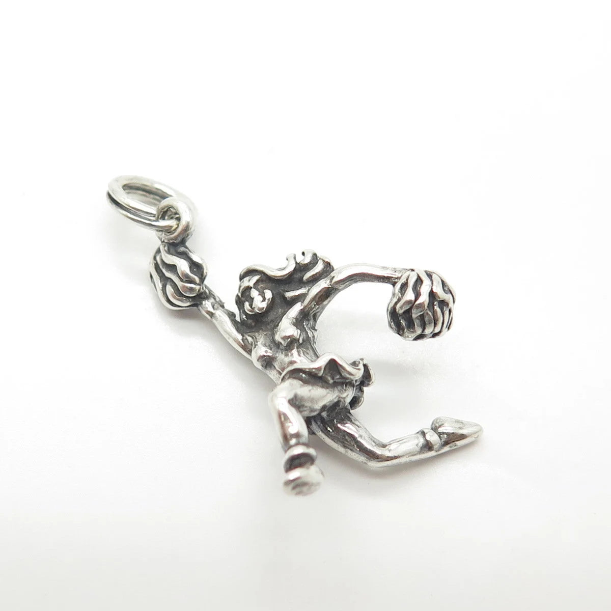 925 Sterling Silver Vintage Sun West Cheerleader 3D Charm Pendant