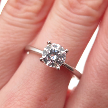 925 Sterling Silver Round-Cut C Z Engagement Ring Size 7
