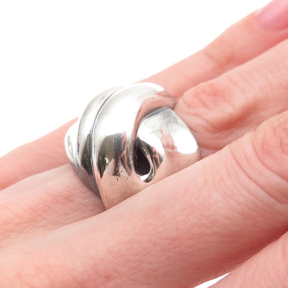 925 Sterling Silver Vintage Modernist Oxidized Ring Size 5.25