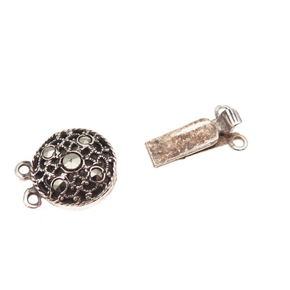 925 Sterling Silver Antique Art Deco Real Marcasite Bracelet / Necklace Box Lock