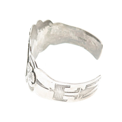 Old Pawn 925 Sterling Silver Vintage Thunderbird Adjustable Tribal Bracelet 7"
