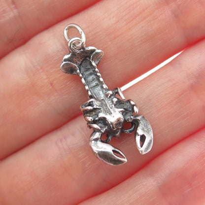 925 Sterling Silver Vintage Lobster Oxidized Minimalist Charm Pendant