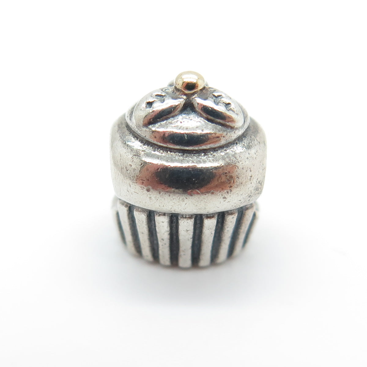 PANDORA 14K Gold & 925 Sterling Silver Cupcake Bead Charm