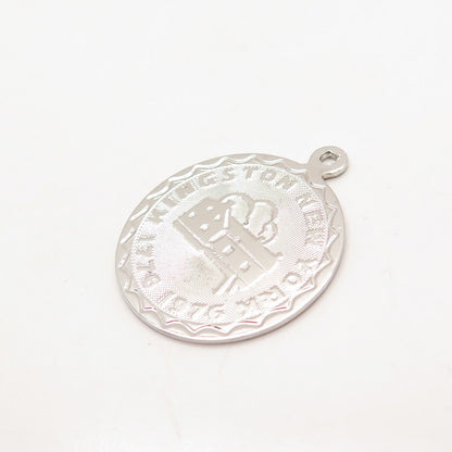 925 Sterling Silver Vintage Kingston New York 1776 - 1976 Round Pendant