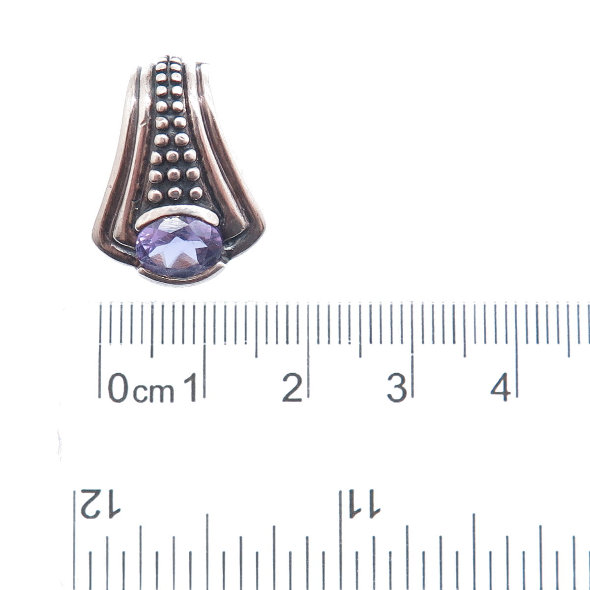 CHAPAL ZENRAY 925 Sterling Silver Vintage Real Amethyst Modernist Mini Pendant