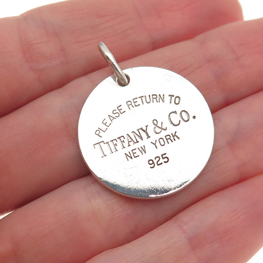 Tiffany & Co. Sterling Silver Vintage Return to Tiffany Round Tag Charm Pendant