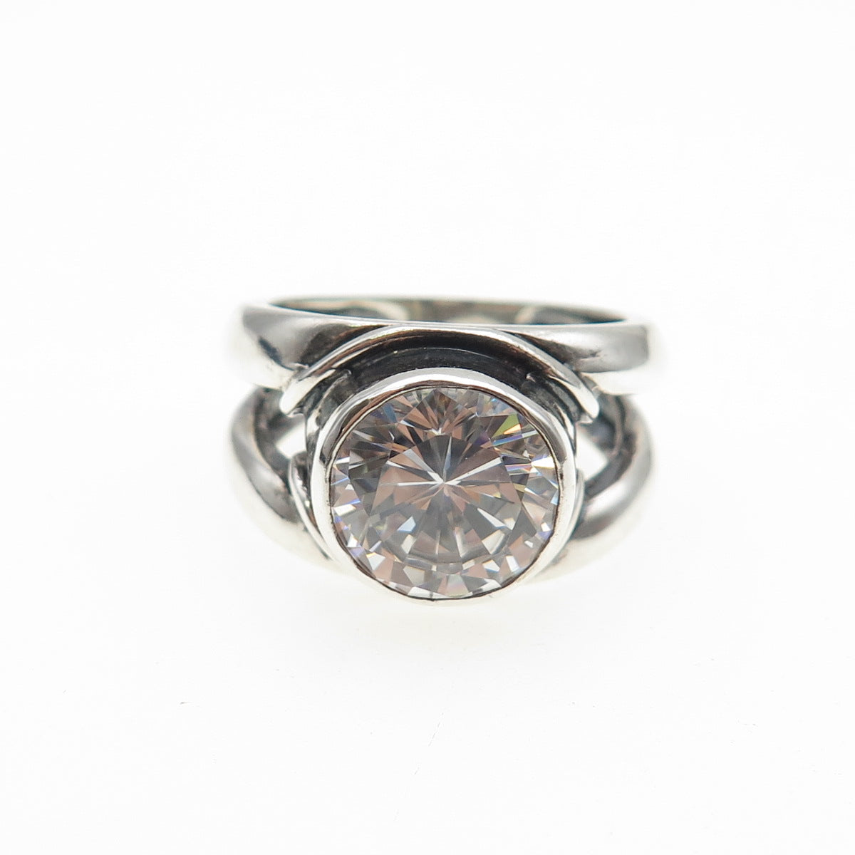 JAD Gioia Clavenzani & Ivano Ghinelli Sterling Silver Vintage C Z Ring Size 8